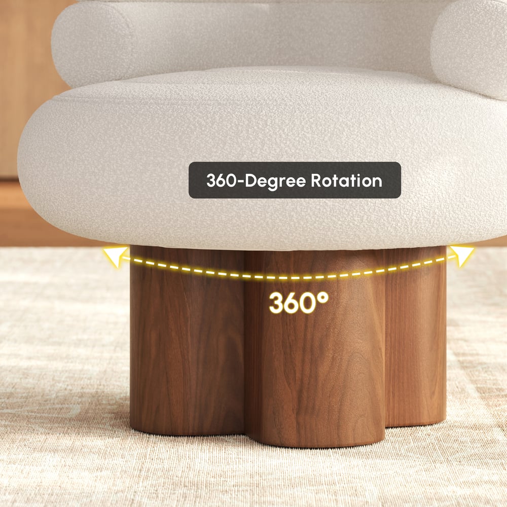 Questions et Réponses pour Fauteuil d'appoint pivotant en bois massif sans accoudoirs à boucle