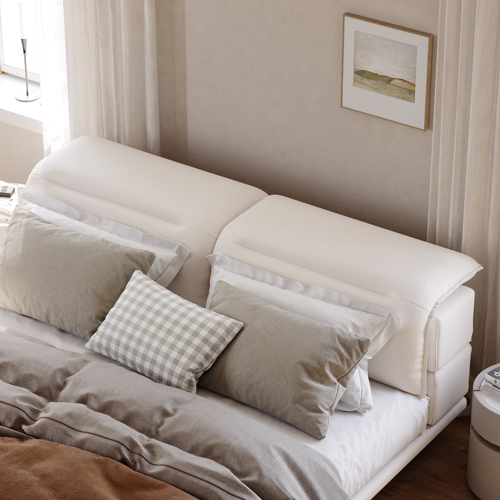 Modern Leather King Size Floating Bedroom Set with Light & Adjustable Headboard Modern Leather King Size Floating Bedroom Set with Light & Adjustable Headboard window image