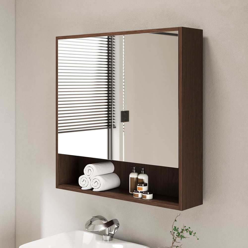 Otázky a odpovědi pro Ořechová zrcadlová skříňka s úložným prostorem 700 mm* 700 mm