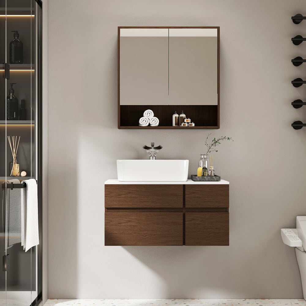 Otázky a odpovědi pro Ořechová zrcadlová skříňka s úložným prostorem 700 mm* 700 mm