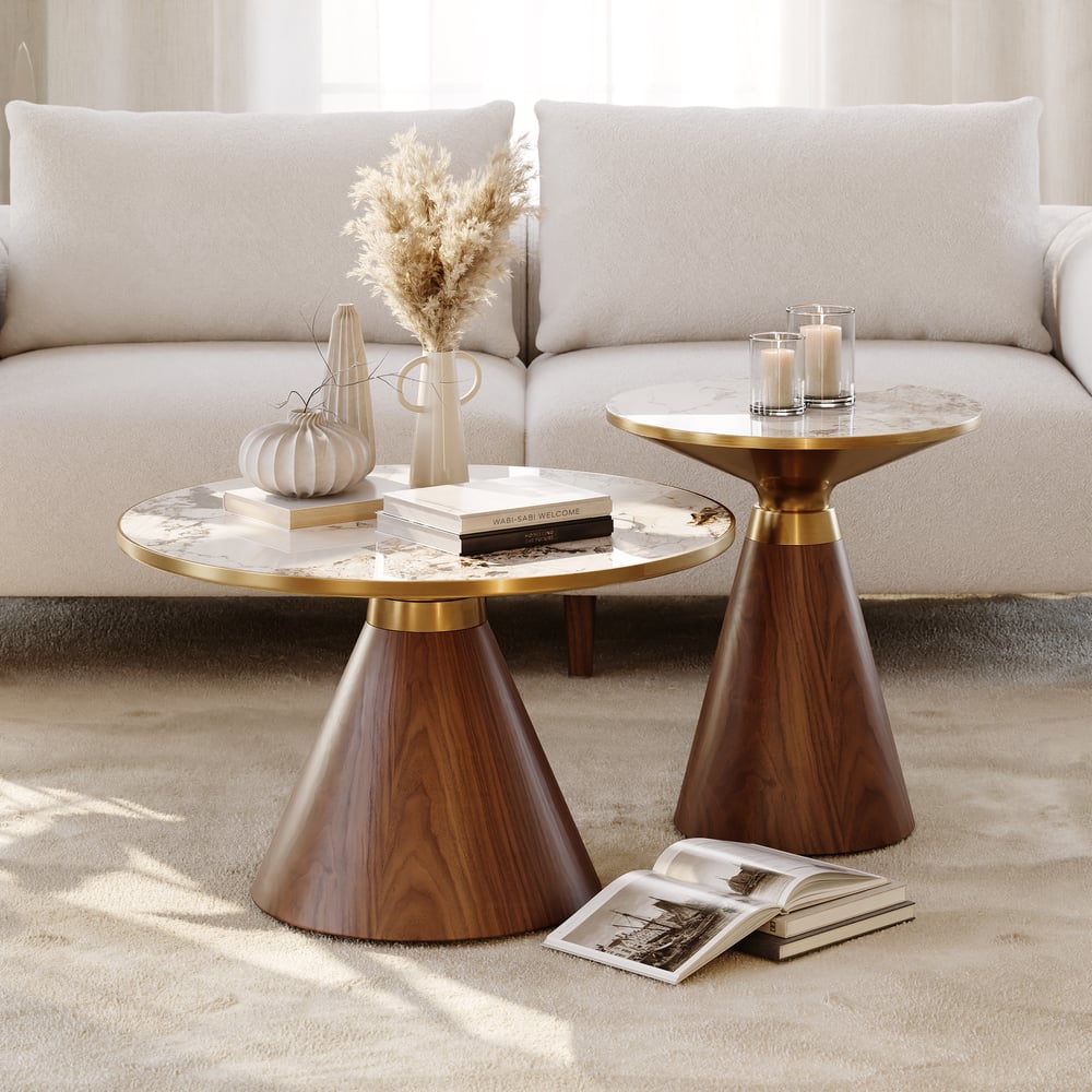 Questions and Answers for Round Walnut End Table with Sintered Stone Top