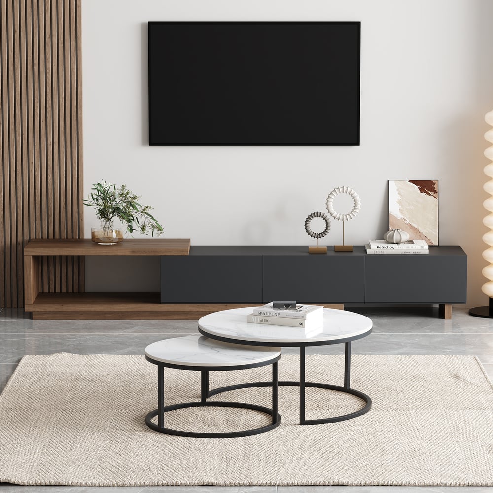 Recensioni dei clienti per Tavolo da salotto rotondo in 2 pezzi Fero Moderner in pietra sinterizzata e metallo in marmo ottico