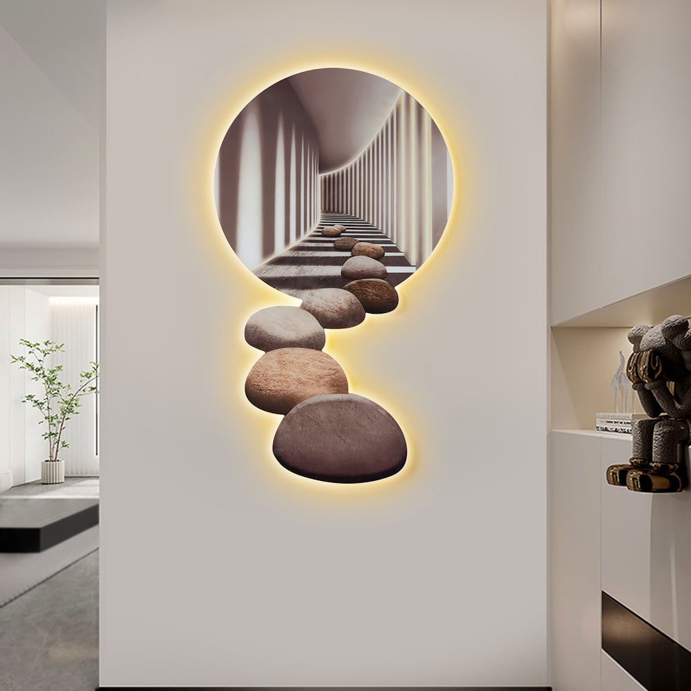 Questions et Réponses pour Couloir mural en pierre abstraite moderne en acrylique LED 1000mm, décoration murale pour salon et chambre