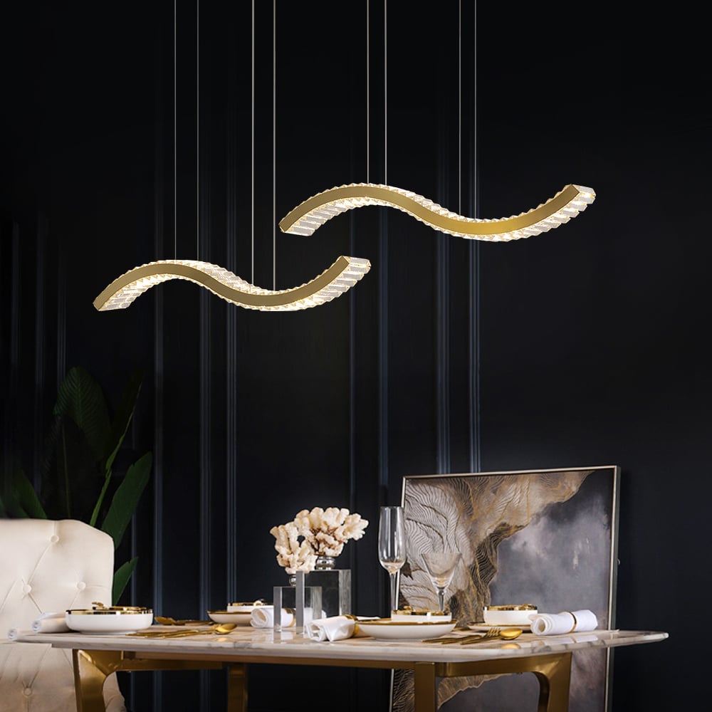 Customer Reviews for Modern Luxury Crystal Island Light—Double-S Wave LED Chandelier