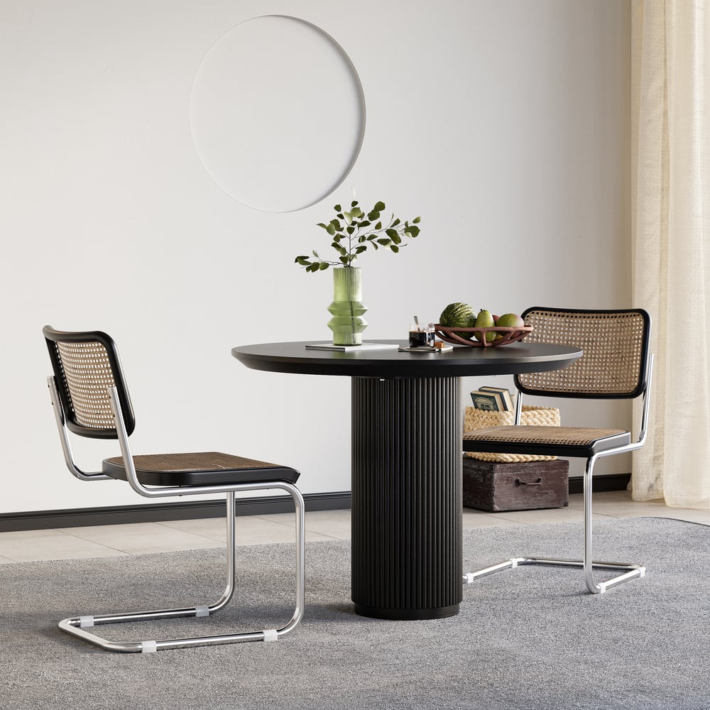 Customer Reviews for Japandi 800mm Round Small Dining Table for 2 Person Black Wood Tabletop