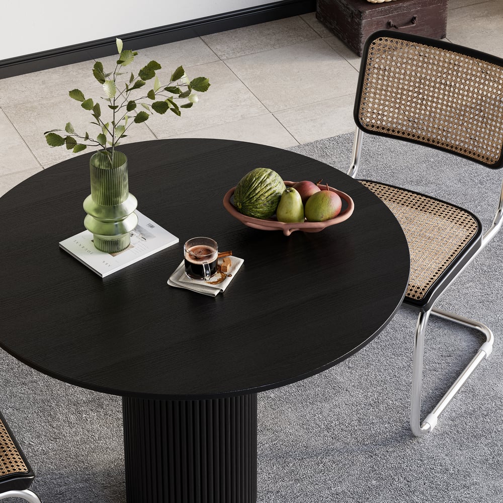 Customer Reviews for Japandi 800mm Round Small Dining Table for 2 Person Black Wood Tabletop