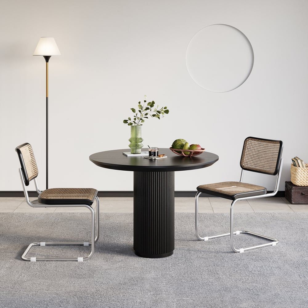 Customer Reviews for Japandi 800mm Round Small Dining Table for 2 Person Black Wood Tabletop