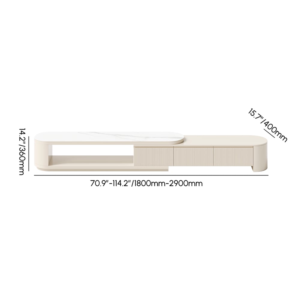Velar Extendable Sintered Stone Top TV Stand with 3 Drawers(71"-114") weights dimensions image