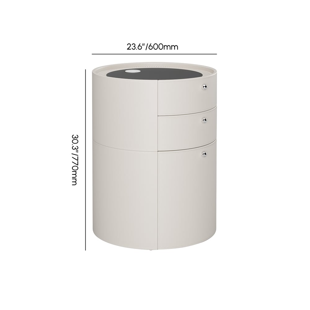 Round Smart Leather Makeup Vanity Set with Charging Station weights dimensions image