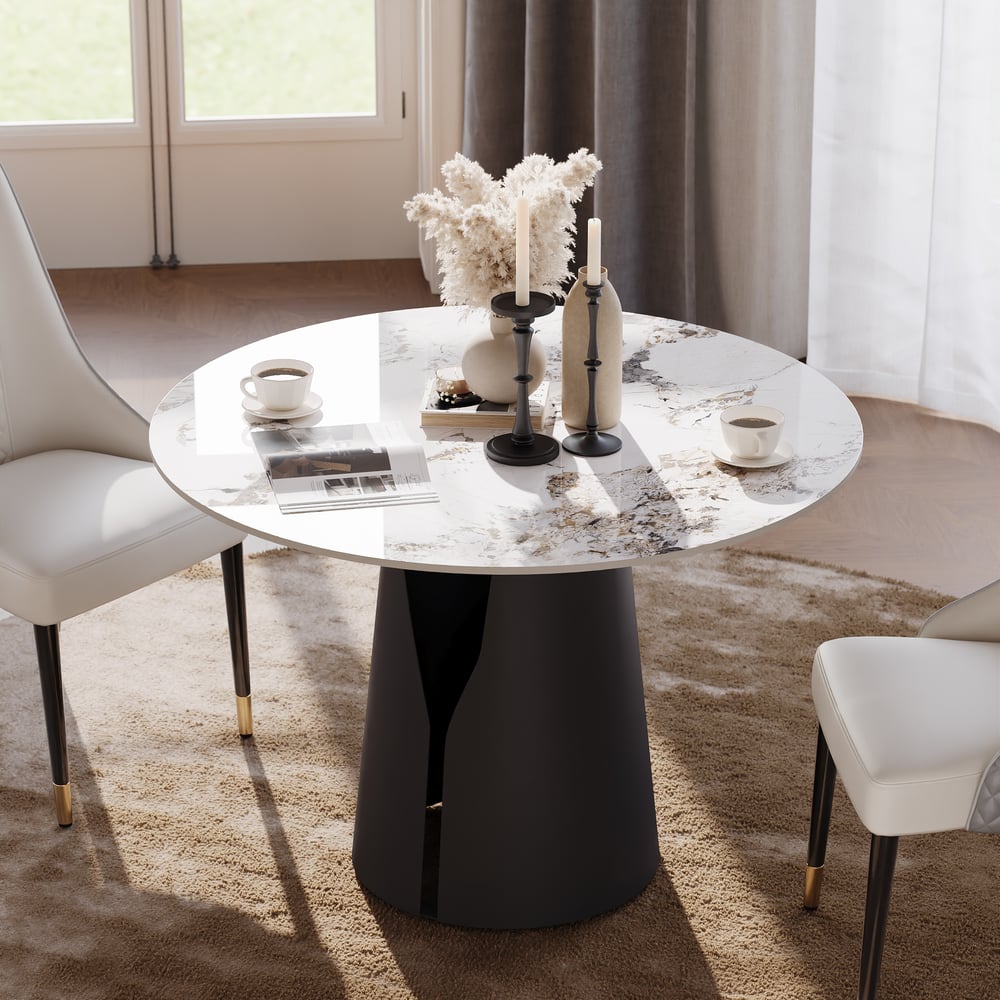 Customer Reviews for 1000mm Sintered Stone Round Dining Table with Carbon Steel Base Seats 2-4 People