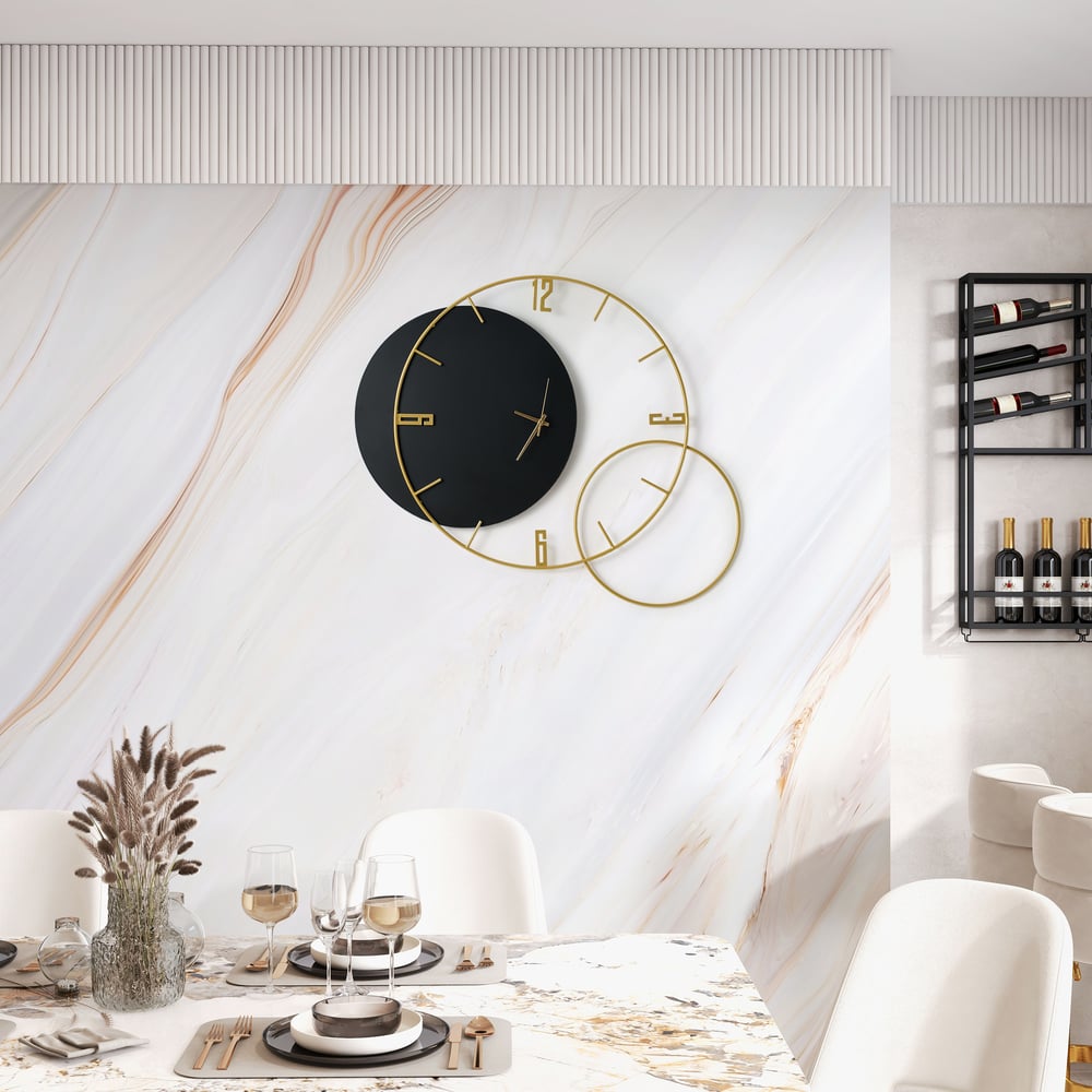 Questions and Answers for Modern Round Oversized Wall Clock Home Decor Art in Black