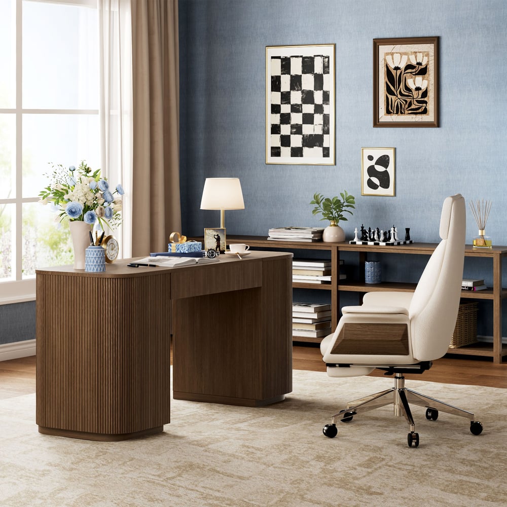 Customer Reviews for Modern Walnut Standing Writing Desk with 2 Doors & Ample Storage Office Desk