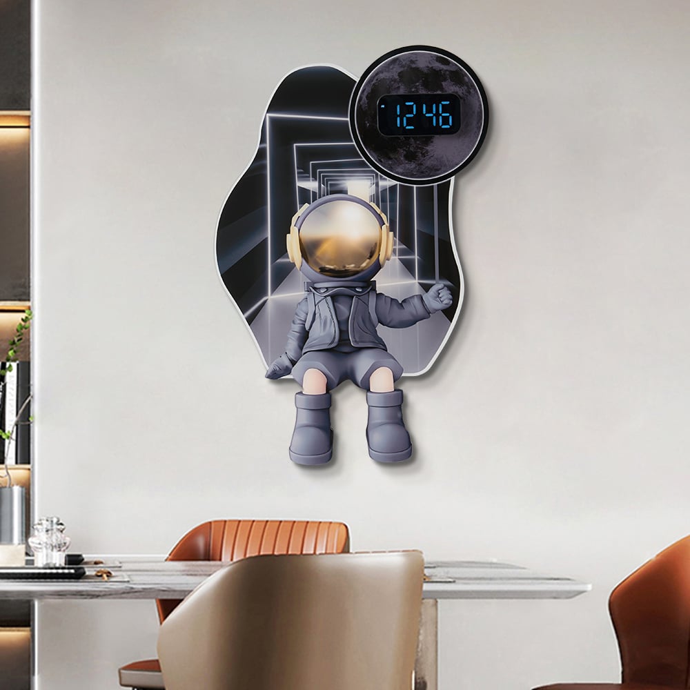 Questions and Answers for 600mm LED Digital Astronaut Wall Clock Spaceman Decor Art Living Room Bedroom in Black