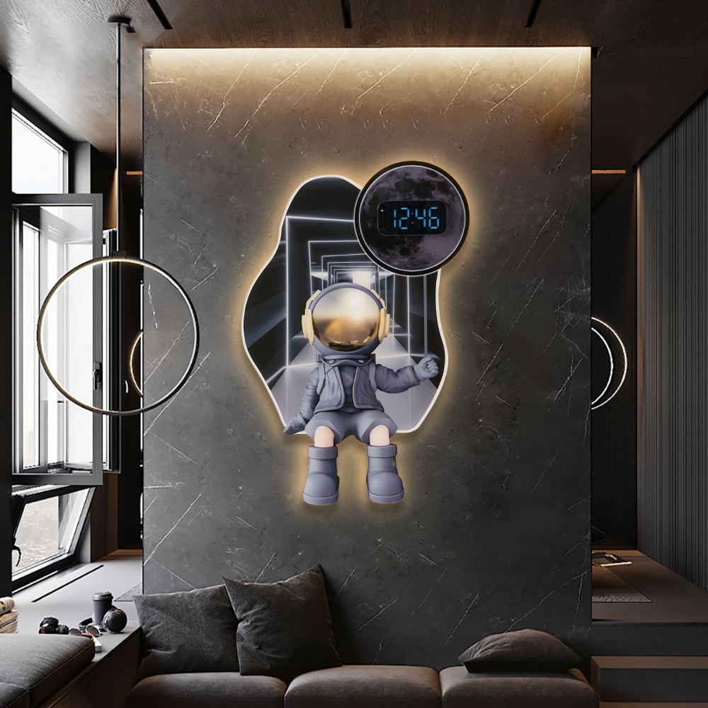 Questions and Answers for 600mm LED Digital Astronaut Wall Clock Spaceman Decor Art Living Room Bedroom in Black