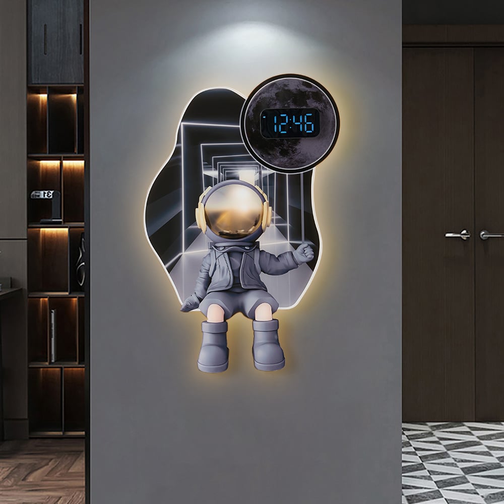 Questions and Answers for 600mm LED Digital Astronaut Wall Clock Spaceman Decor Art Living Room Bedroom in Black