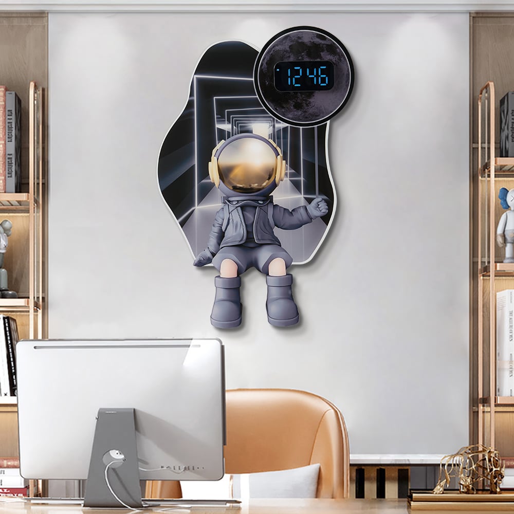 Questions and Answers for 600mm LED Digital Astronaut Wall Clock Spaceman Decor Art Living Room Bedroom in Black