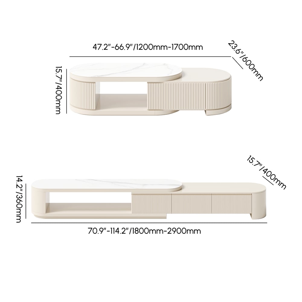 Velar 71" Extendable TV Stand & Coffee Table Set weights dimensions image