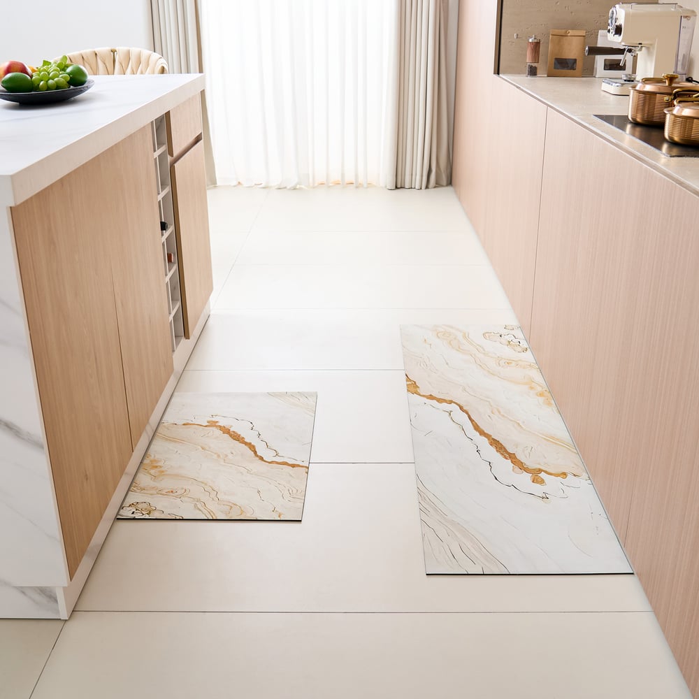 Customer Reviews for 2 Pieces Modern Marble Washable Kitchen Runner Mats Non-slip absorbent Kitchen Mat Set