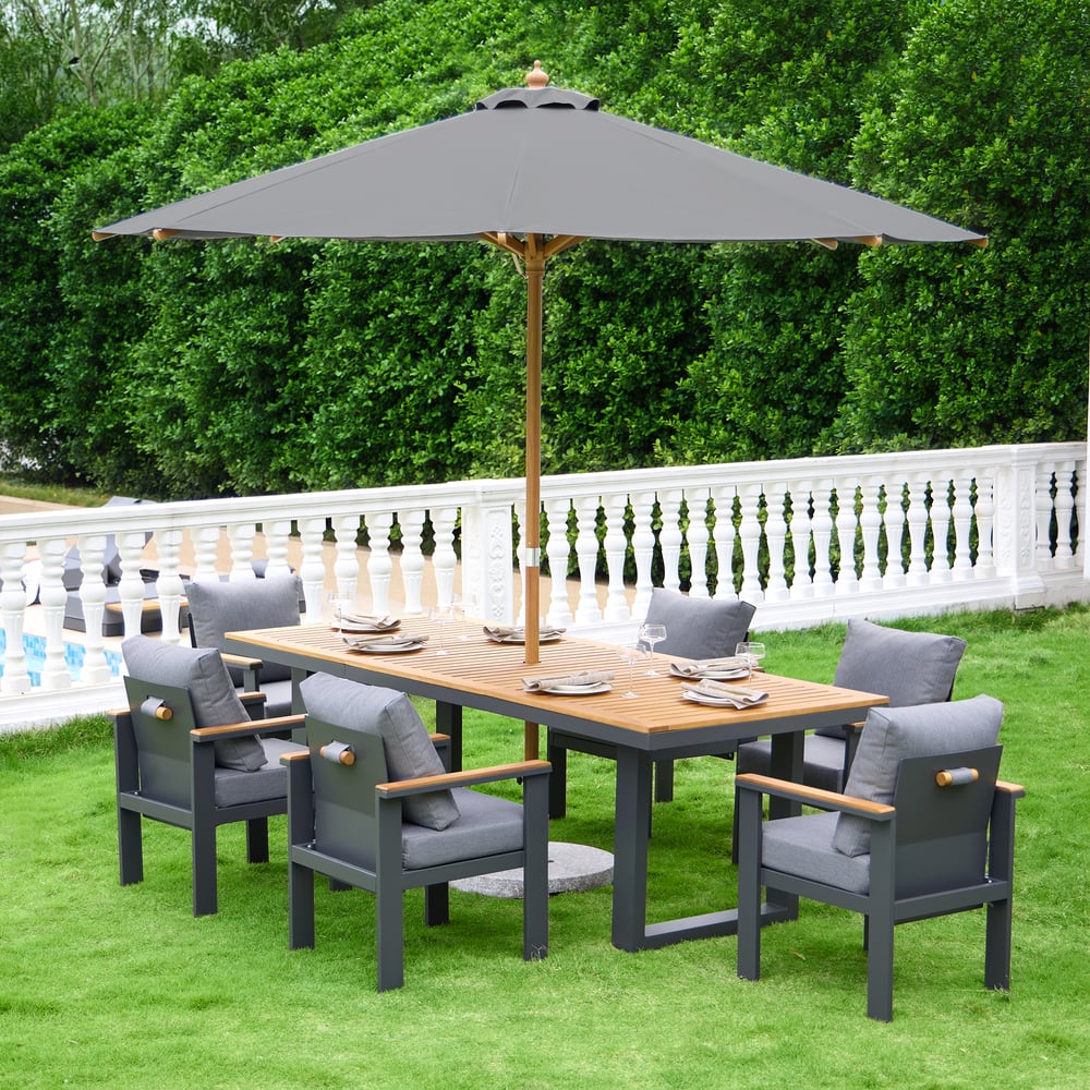 Customer Reviews for 6 - Person Rectangle Wood & Aluminum Outdoor Patio Dining Table Outdoor 6 Dining Chairs