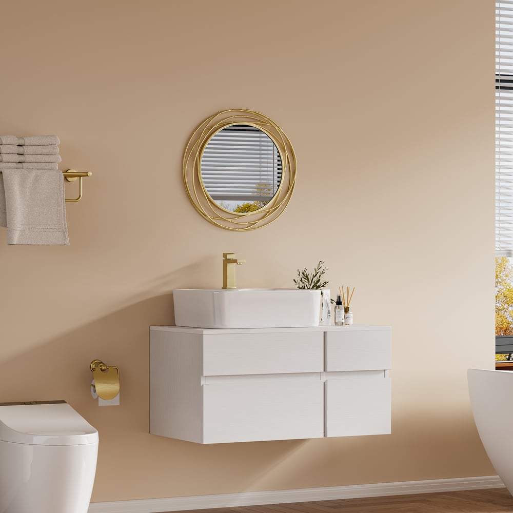 Customer Reviews for Bathroom Vanity Set 31.5" Modern Floating Faux Marble Bathroom Vanity White with Sink