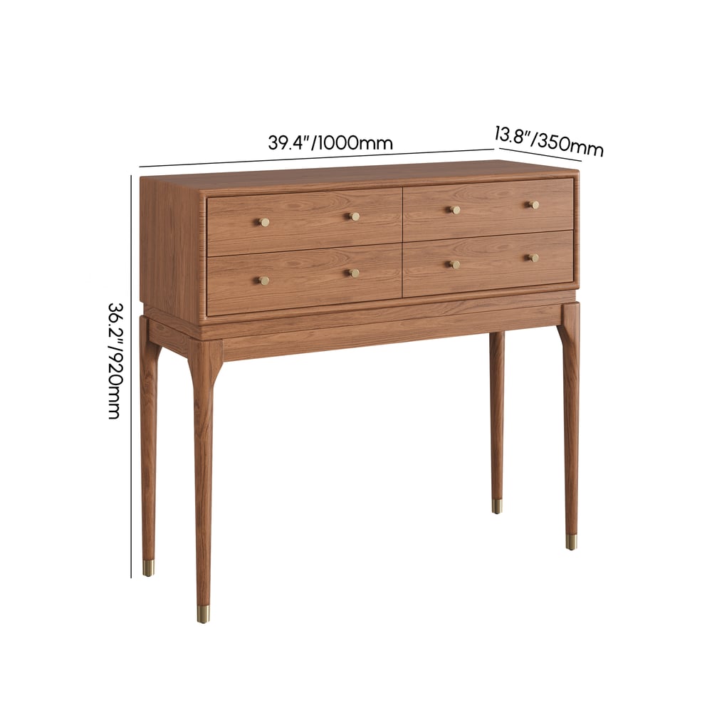 39" Mid Century Modern Console Table with Storage Walnut Wood Entryway Table 4 Drawers weights dimensions image