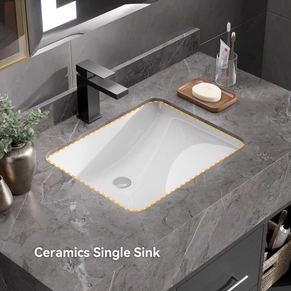 Otázky a odpovědi pro Koupelnová toaletní sada 35.4" moderní plovoucí slinutý kamenný koupelnový toaletní stolek černý s umyvadlem