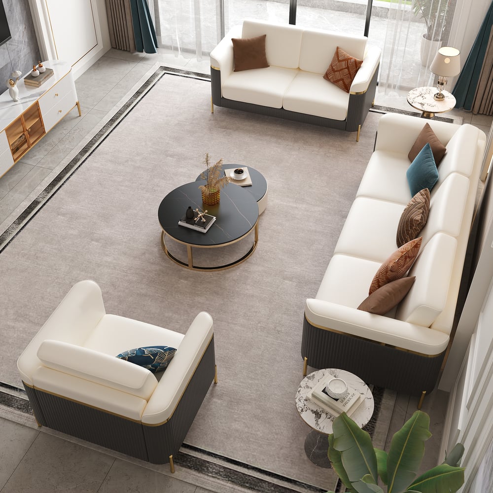 Reseñas de Clientes para Juego de sofás Vertex de cuero moderno de 3 piezas para sala