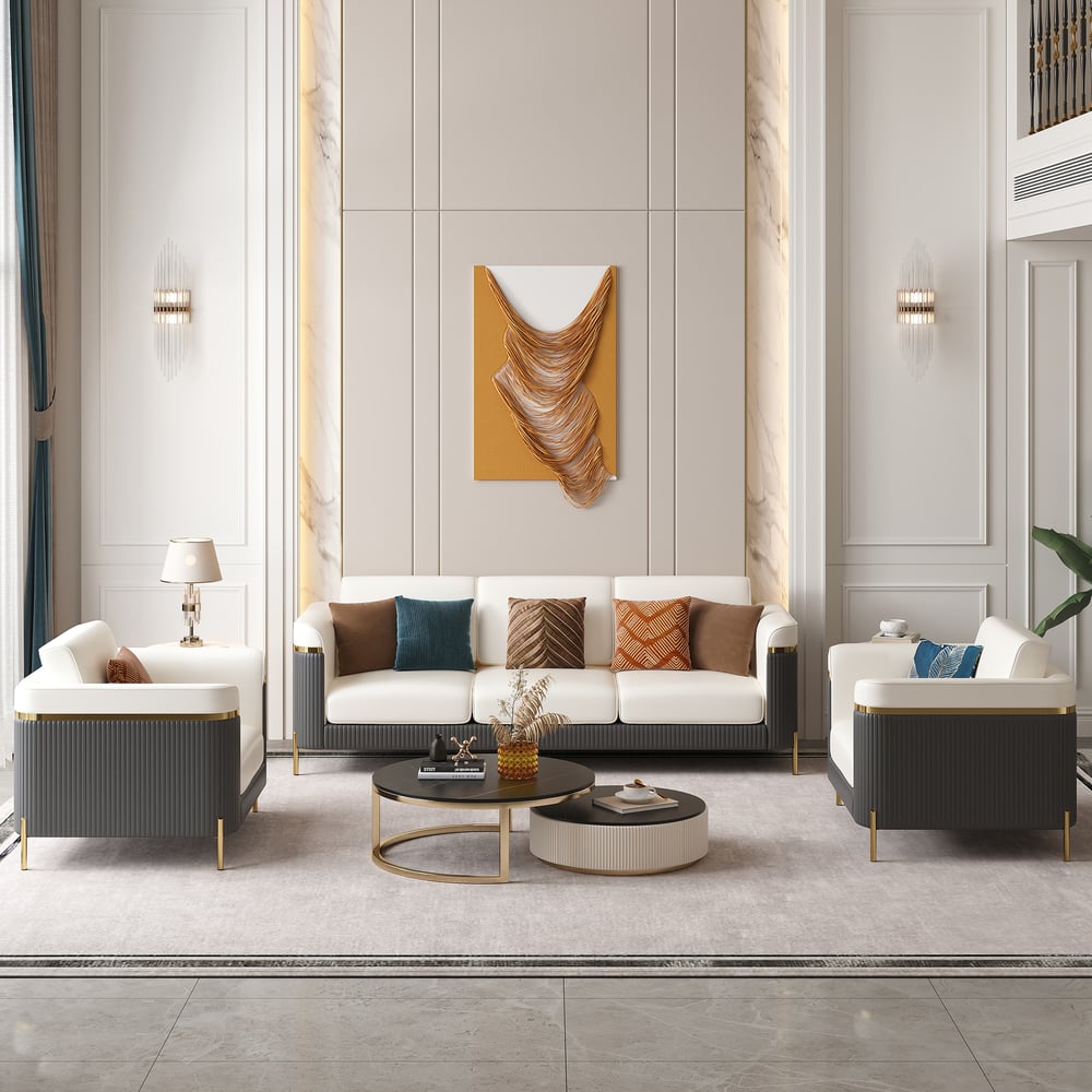 Questions and Answers for Vertex Modern Leather 3-Piece Living Room Sofa Set