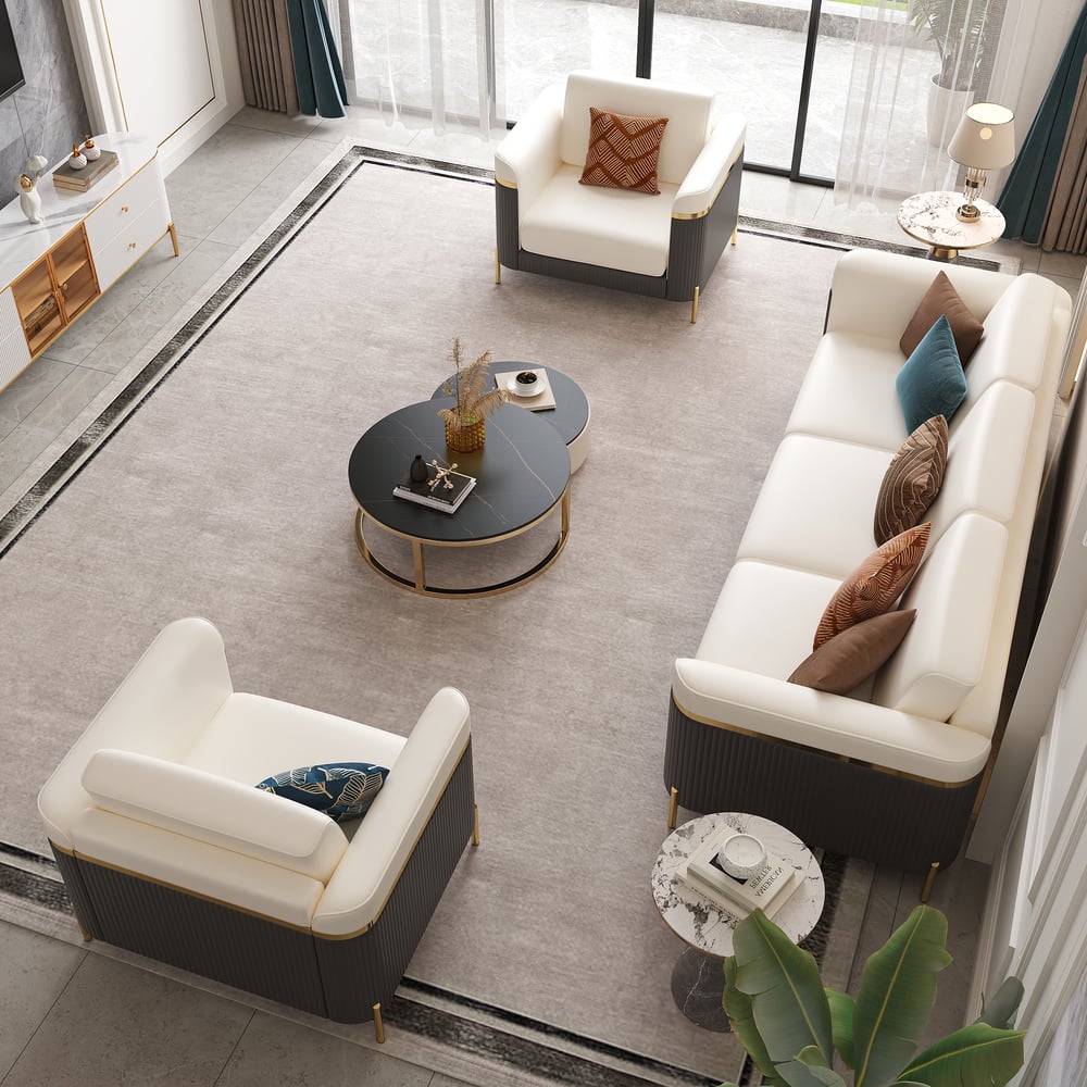 Questions and Answers for Vertex Modern Leather 3-Piece Living Room Sofa Set