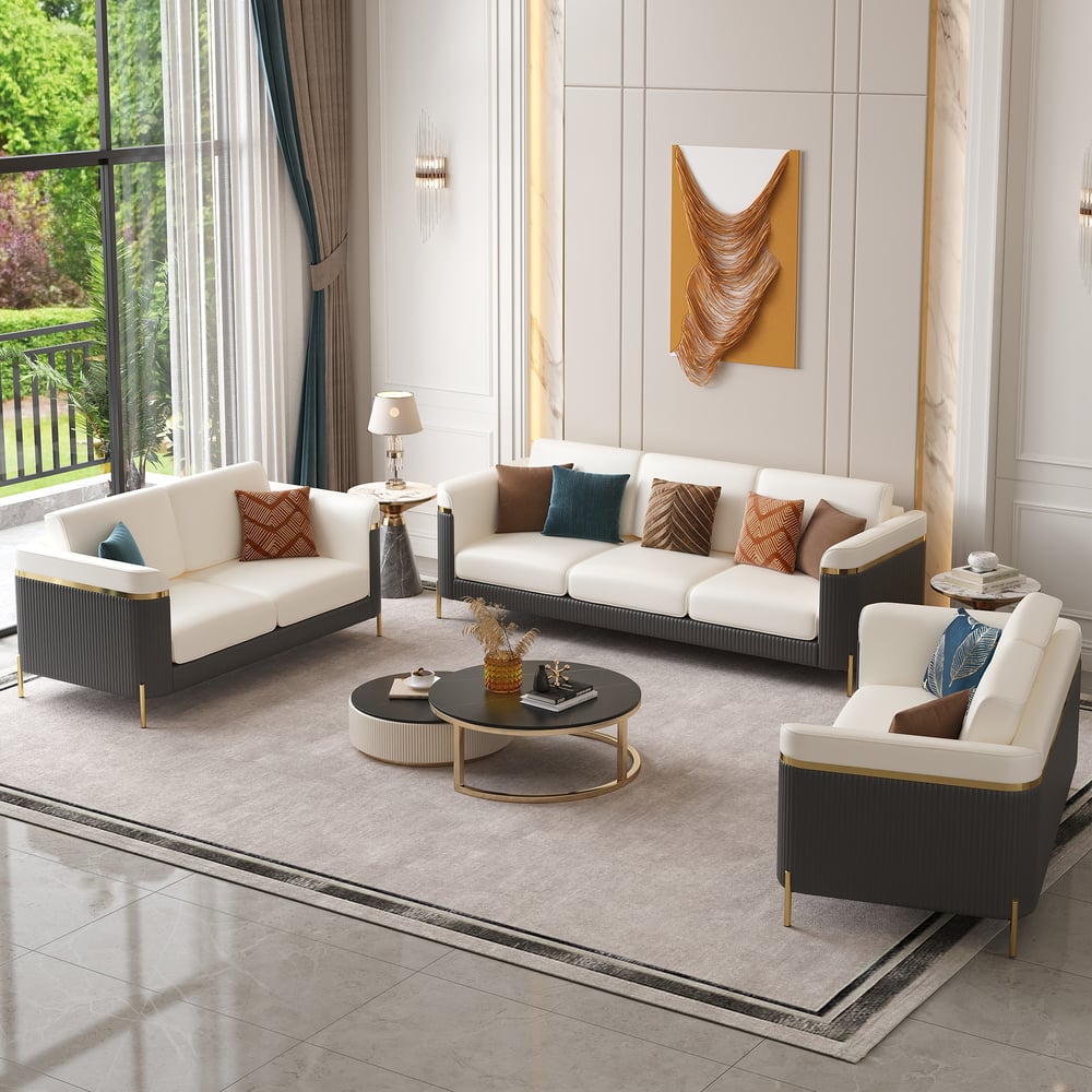 Otázky a odpovědi pro Vertex Moderní kožená 3dílná sedací souprava do obývacího pokoje