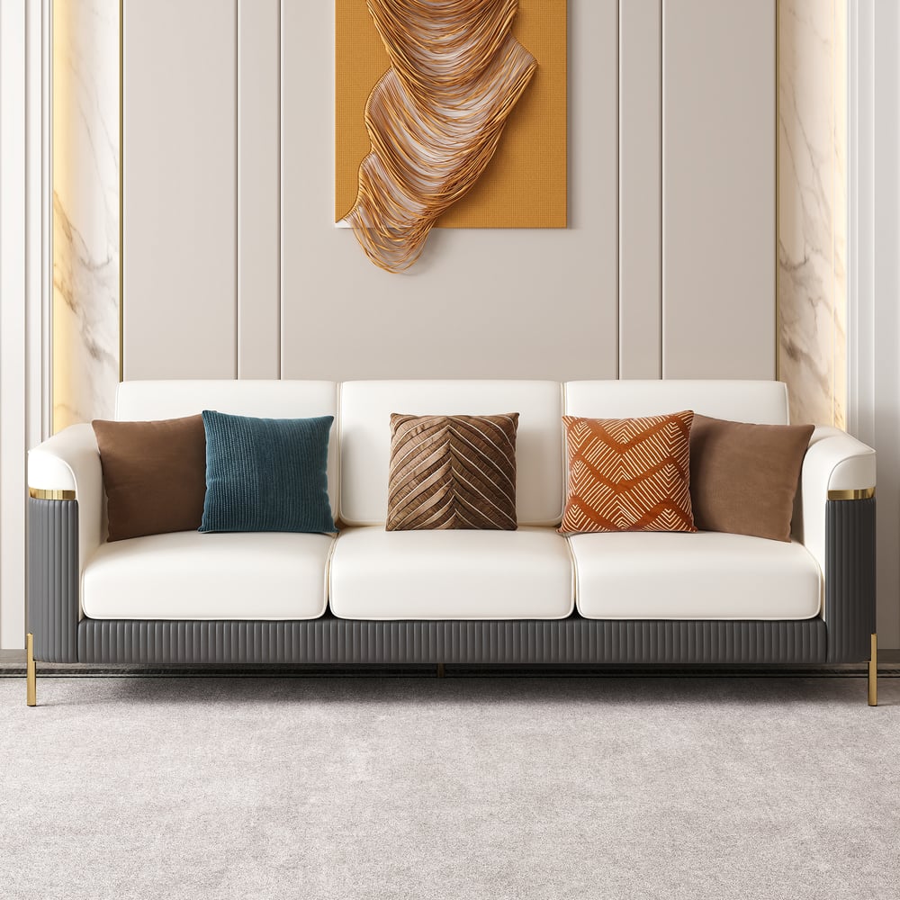 Questions and Answers for Vertex 2170mm Modern Nappa Leather Upholstered 3-Seater Sofa Pillow Included