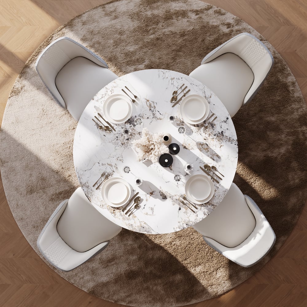 Hodnocení zákazníků pro položku 47" kulatý jídelní stůl ze slinutého kamene se základnou z uhlíkové oceli pro 2-4 osoby