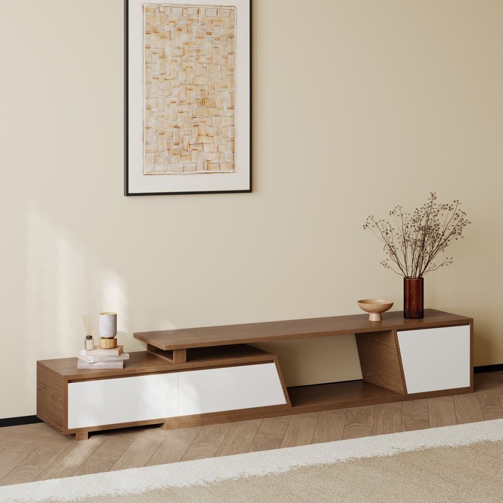 Hodnocení zákazníků pro položku Rozkládací televizní skříňka Fero se 3 zásuvkami 180 cm v bílé a ořechové barvě