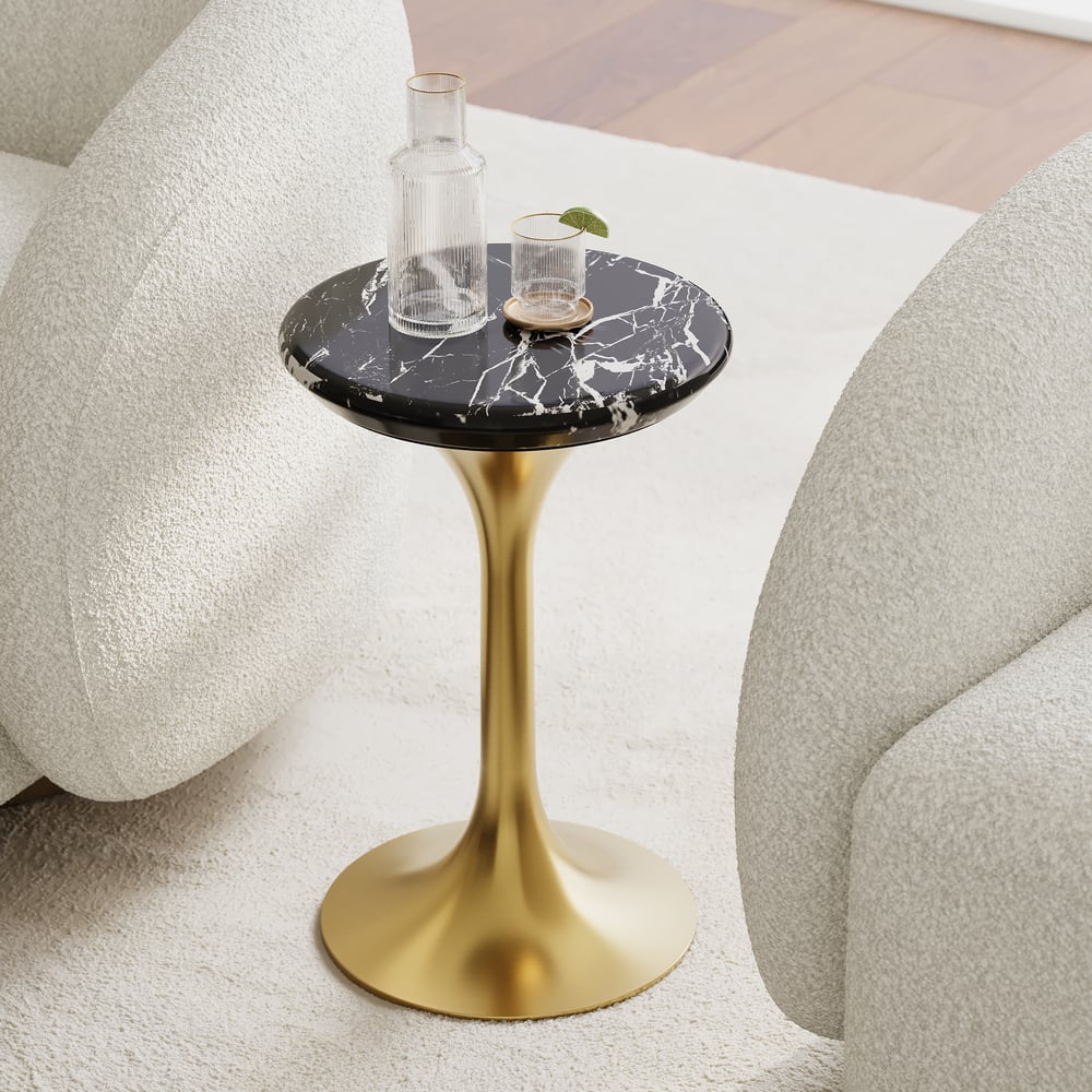 Preguntas y Respuestas para Mesa de cóctel redonda de mármol de 300 mm con base dorada
