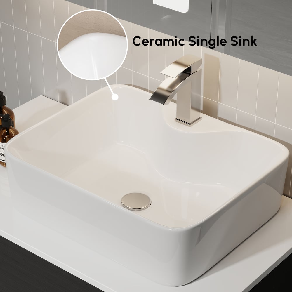 Customer Reviews for 800mm Black & White Floating Bathroom Vanity Faux Marble Top Ceramic Countertop Basin