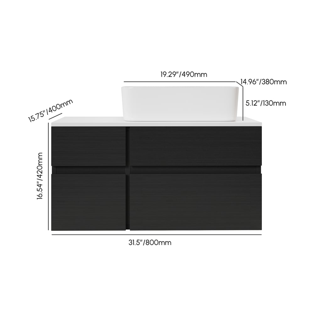 Bathroom Vanity Set 31.5" Modern Floating Bathroom Vanity with Sink weights dimensions image