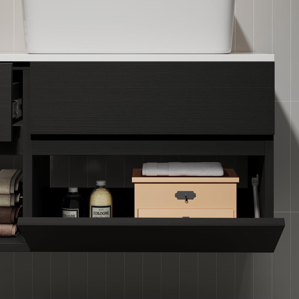 Customer Reviews for 800mm Black & White Floating Bathroom Vanity Faux Marble Top Ceramic Countertop Basin