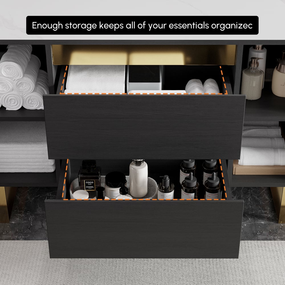 Recensioni dei clienti per Set lavabo da bagno indipendente bianco e nero con lavabo in ceramica | 2 cassetti