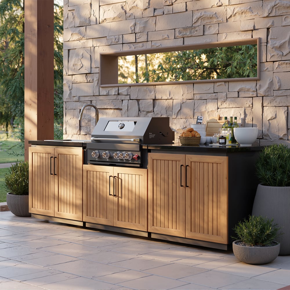 Customer Reviews for Tevara Outdoor Kitchen Island 3-Piece Set with 48,000 BTU Built-in Grill, Sintered Stone
