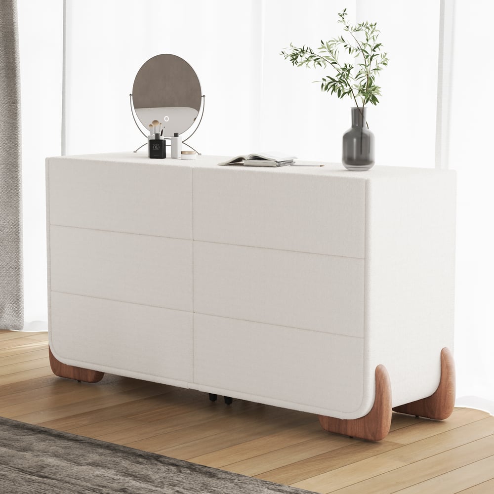 Hodnocení zákazníků pro položku Curva 63" Boucle bílá 6zásuvková inteligentní komoda