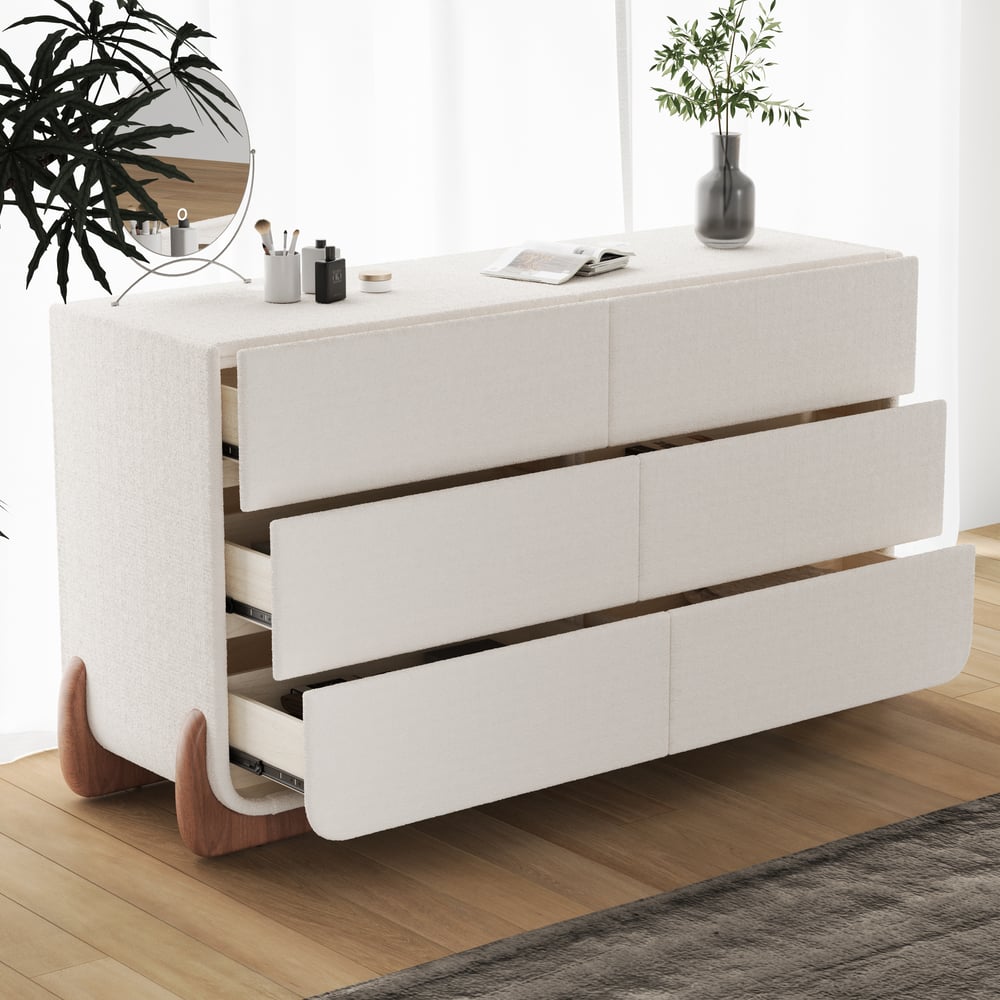 Hodnocení zákazníků pro položku Curva 63" Boucle bílá 6zásuvková inteligentní komoda