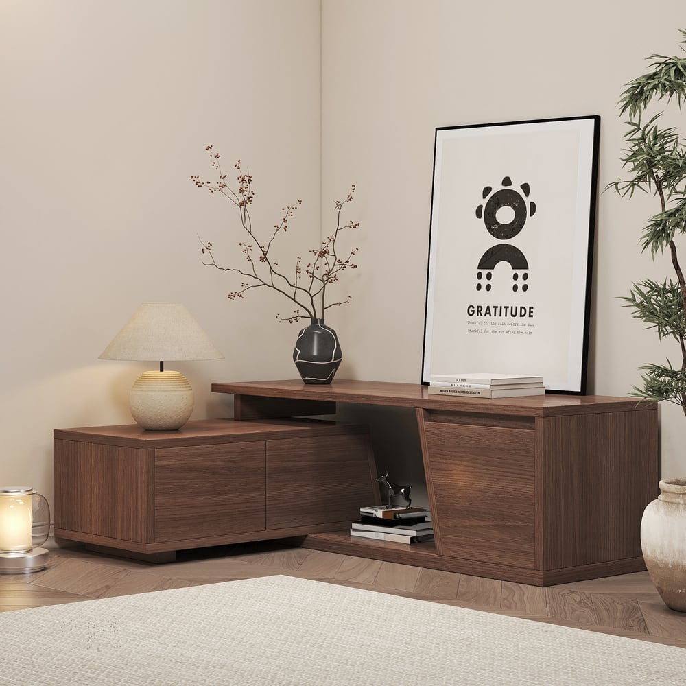 Questions et Réponses pour Meuble TV petit design extensible Fero, finition noyer, 3 tiroirs 1 niche (120–180 cm)