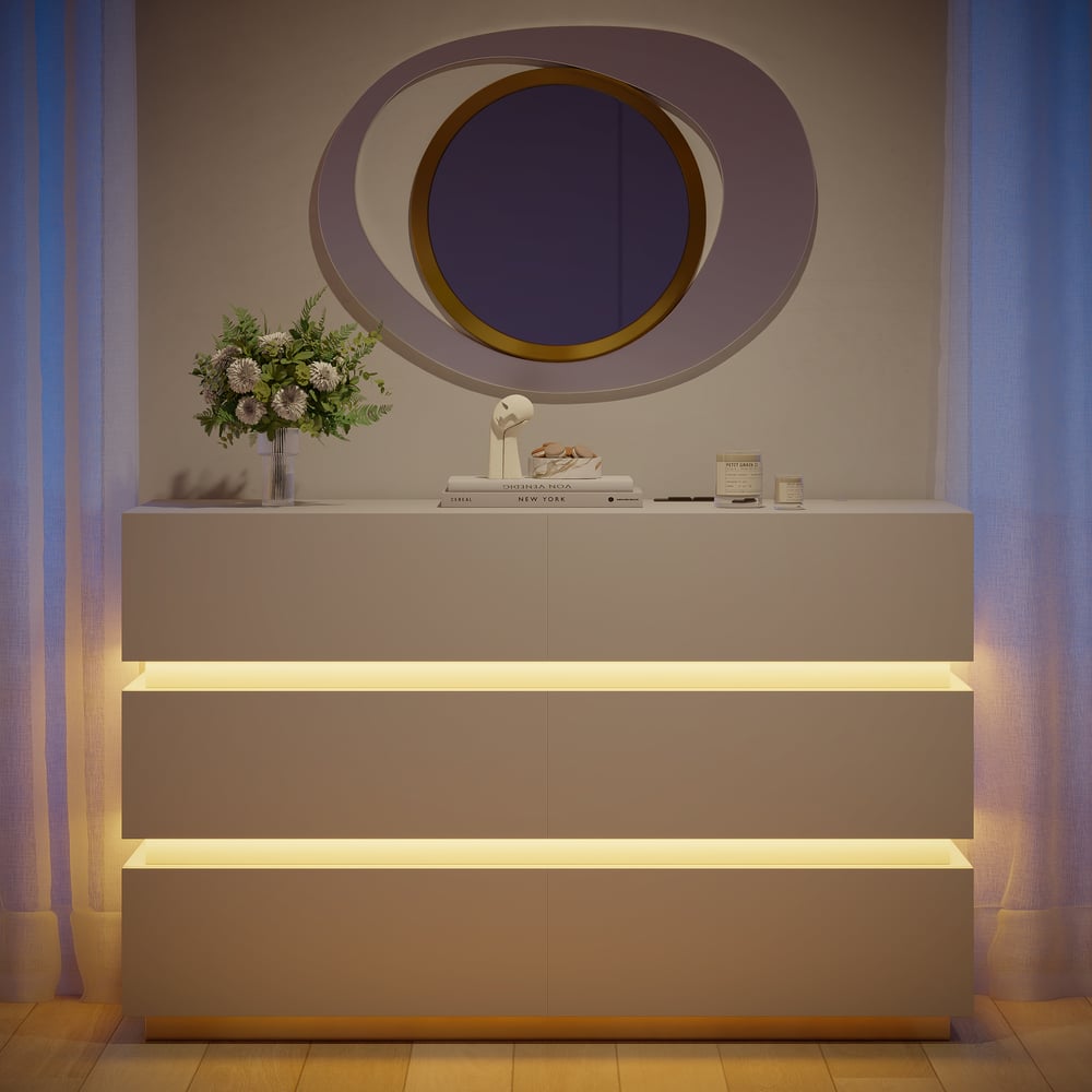 Klantrecensies voor Led-ladekast Lumio met 6 laden en laadstation in wit, 120 cm