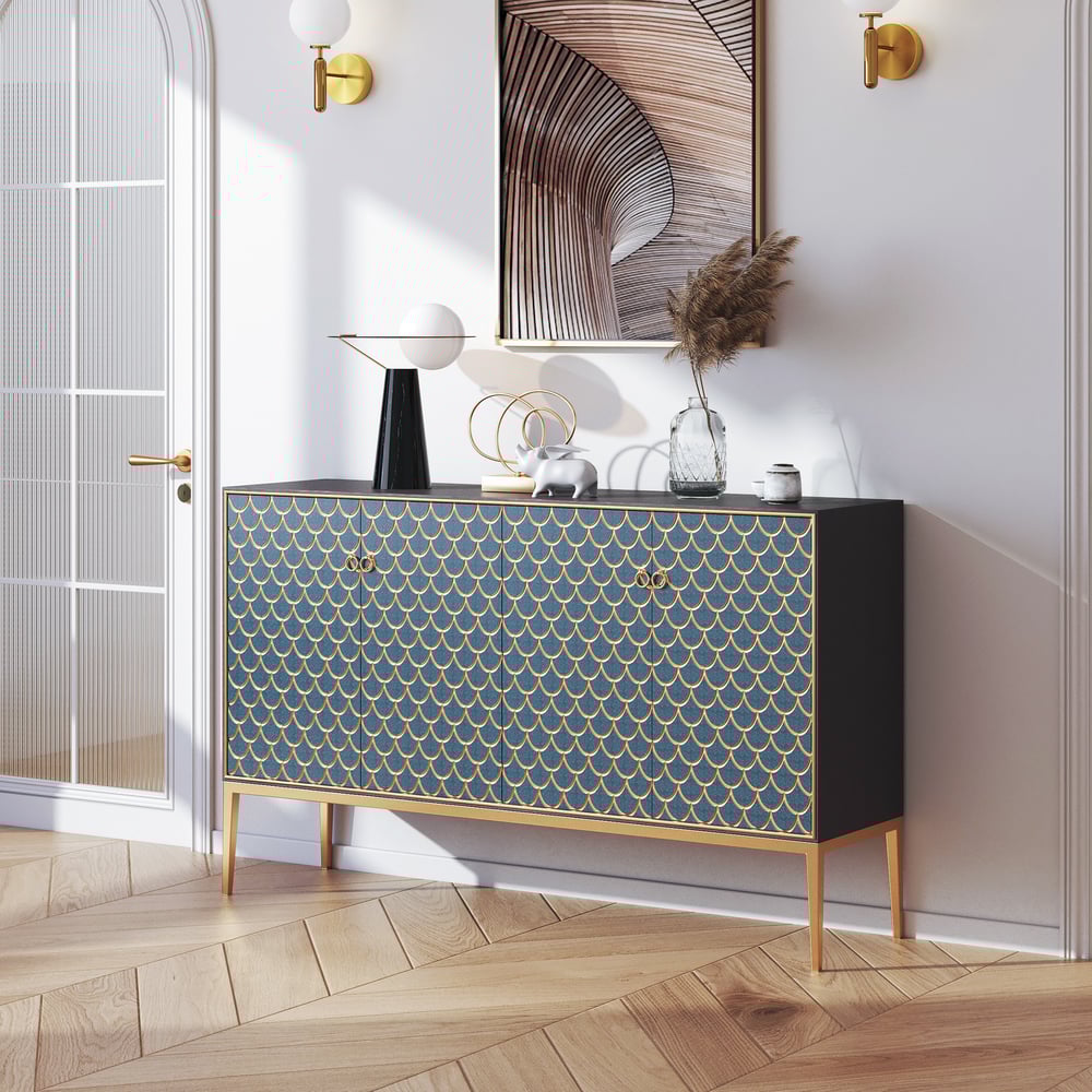 Customer Reviews for Modern Cabinet Scale Patterned Sideboard Buffet with Doors & Shelves in Large