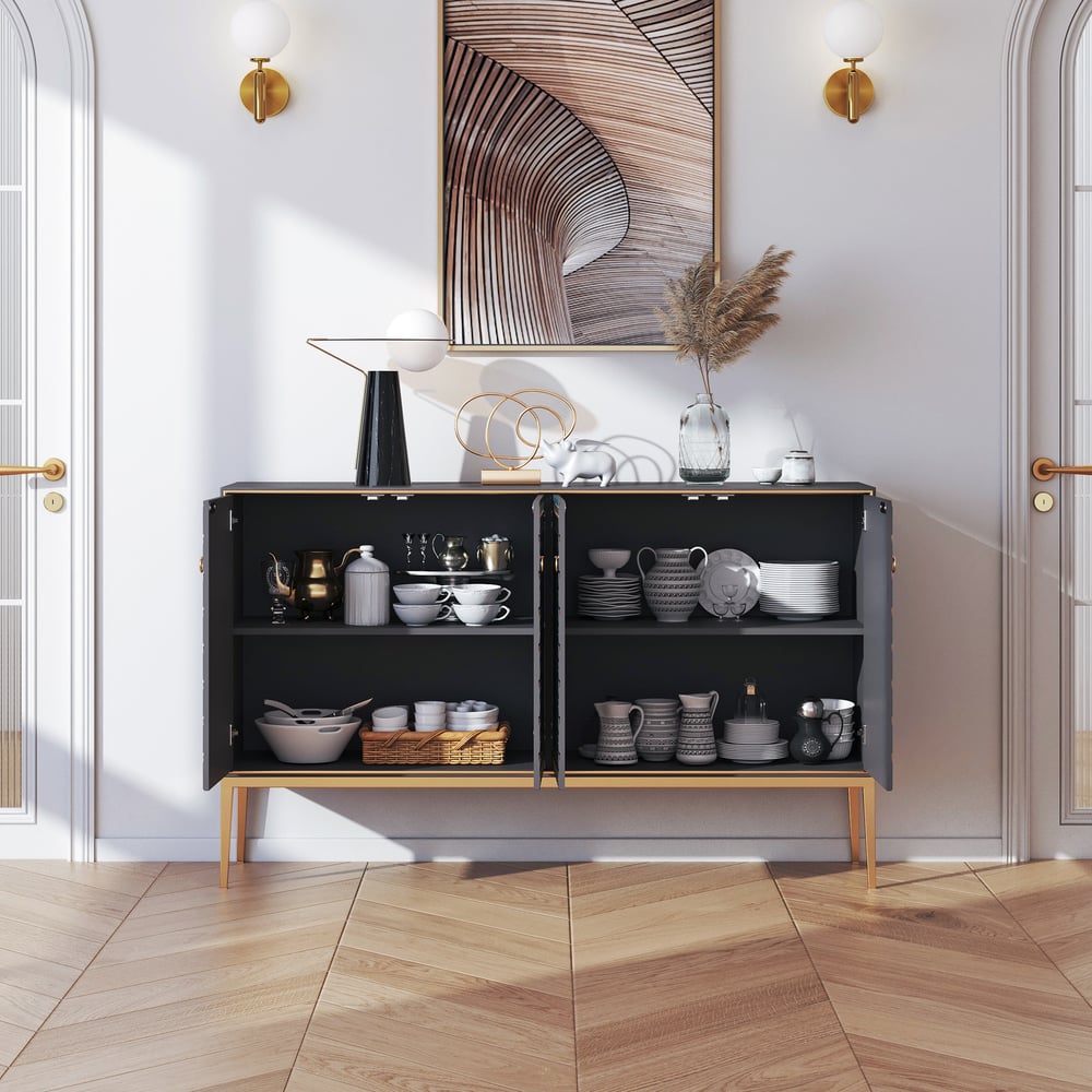 Customer Reviews for Modern Cabinet Scale Patterned Sideboard Buffet with Doors & Shelves in Large