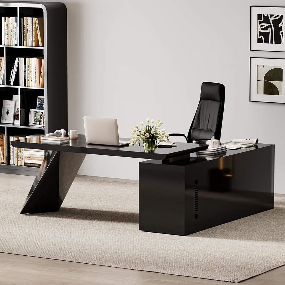 Customer Reviews for Modern Black L-Shape Executive Desk with Drawers & Cabinet Left Hand (1800mm)