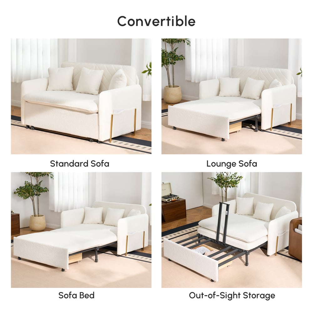 Questions and Answers for 2-seater upholstered sofa bed in bouclé fabric - white