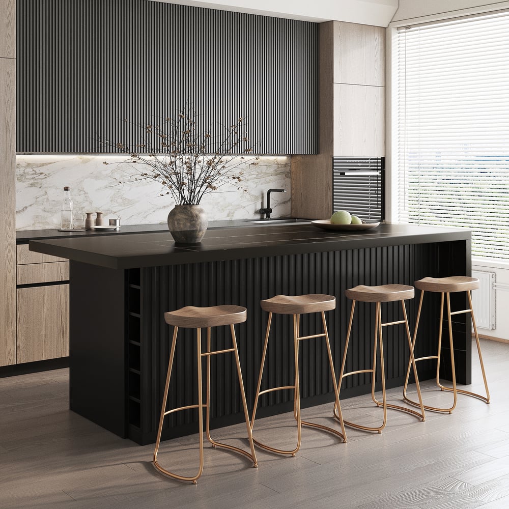 Questions et Réponses pour Îlots de cuisine de 1830 mm, dessus en marbre plaqué noir moderne avec armoire de rangement