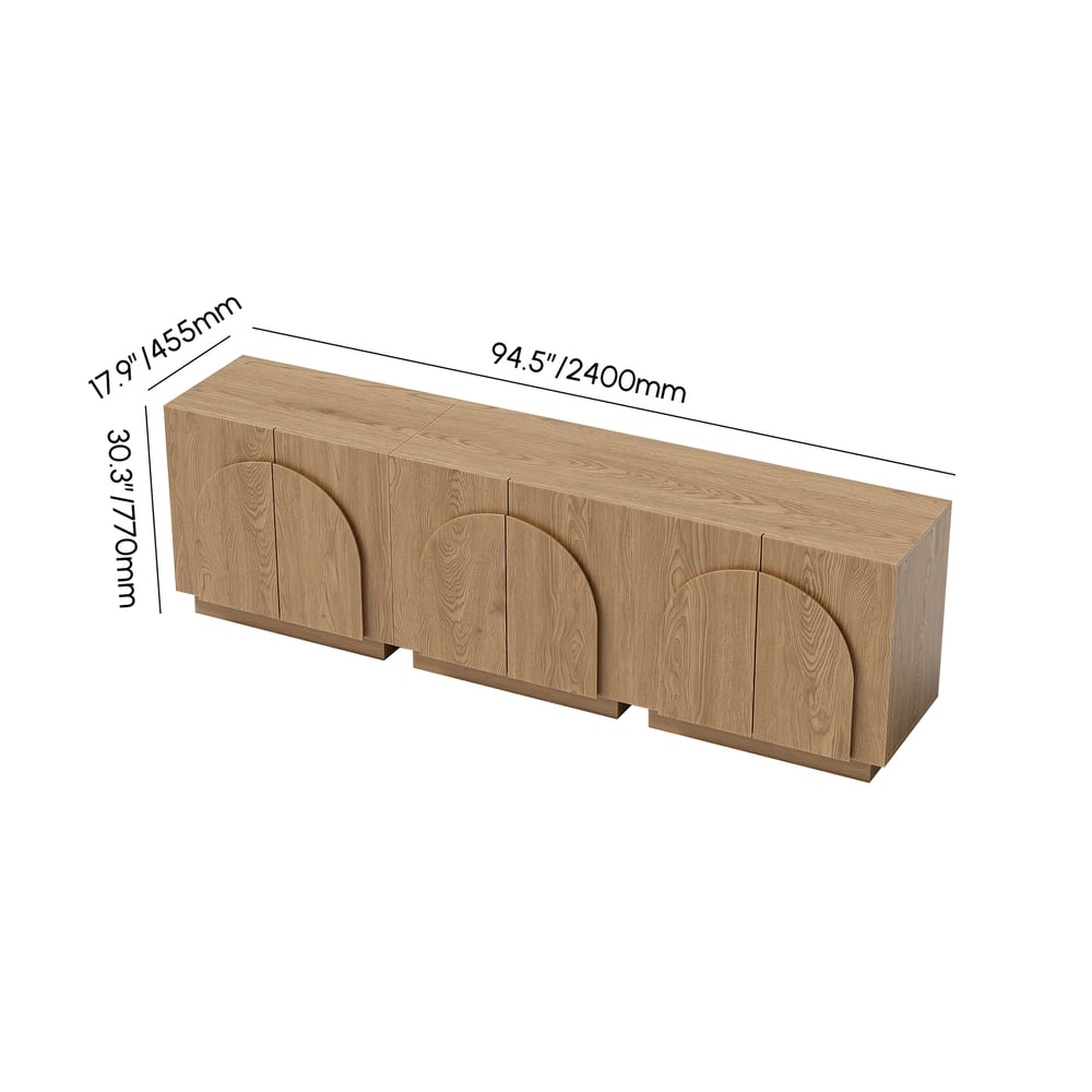 94" 3-Piece Modular Oak TV Stand with Storage weights dimensions image