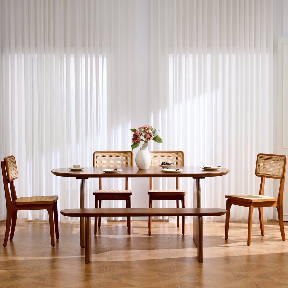 Customer Reviews for Oval Dining Table Solid Wood Top & Pedestals for 6 Tintica Japandi